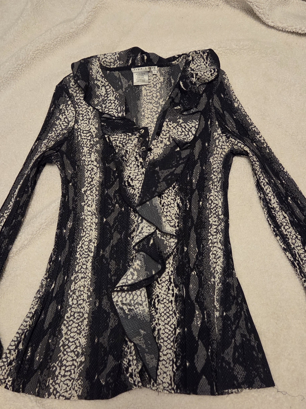 Fred David Black and White Patterned Men's Shirt